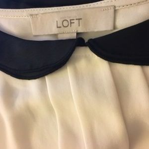 Ann Taylor LOFT White & Black Blouse